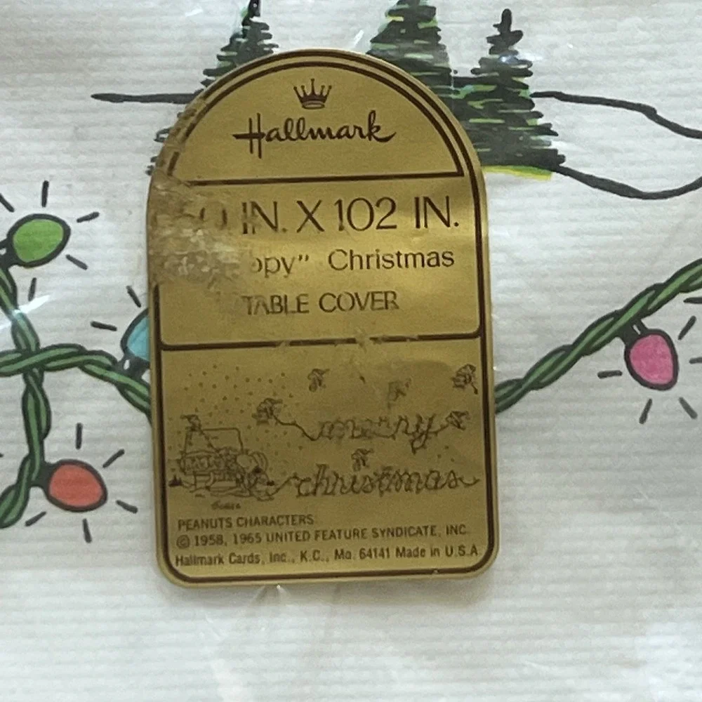 Hallmark Peanuts Vtg‎ Paper Christmas Tablecloth 60